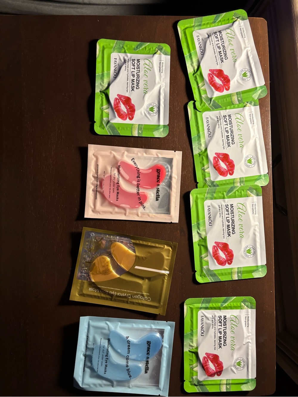 8pc Lip & Eye Mask Skincare Self Care Bundle